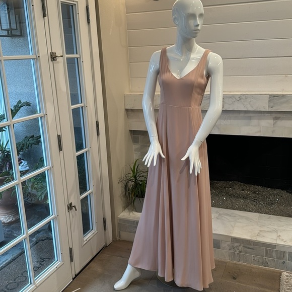 Show Me Your Mumu Jenn Dusty Blush Crisp Maxi Dress Size Small - Picture 3 of 16